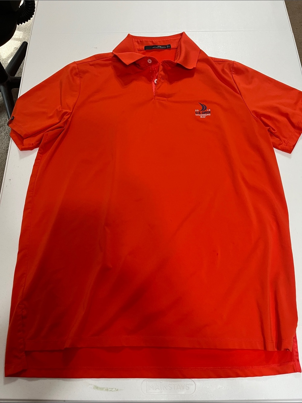 Ralph Lauren Orange Polo with Small Navy Embroidered 2015 US Open, Chambers Bay.